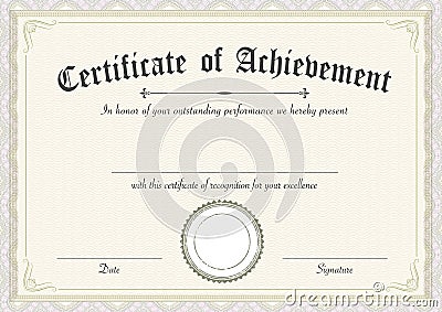 Classic and retro certificate of achievement paper template Stock Photo